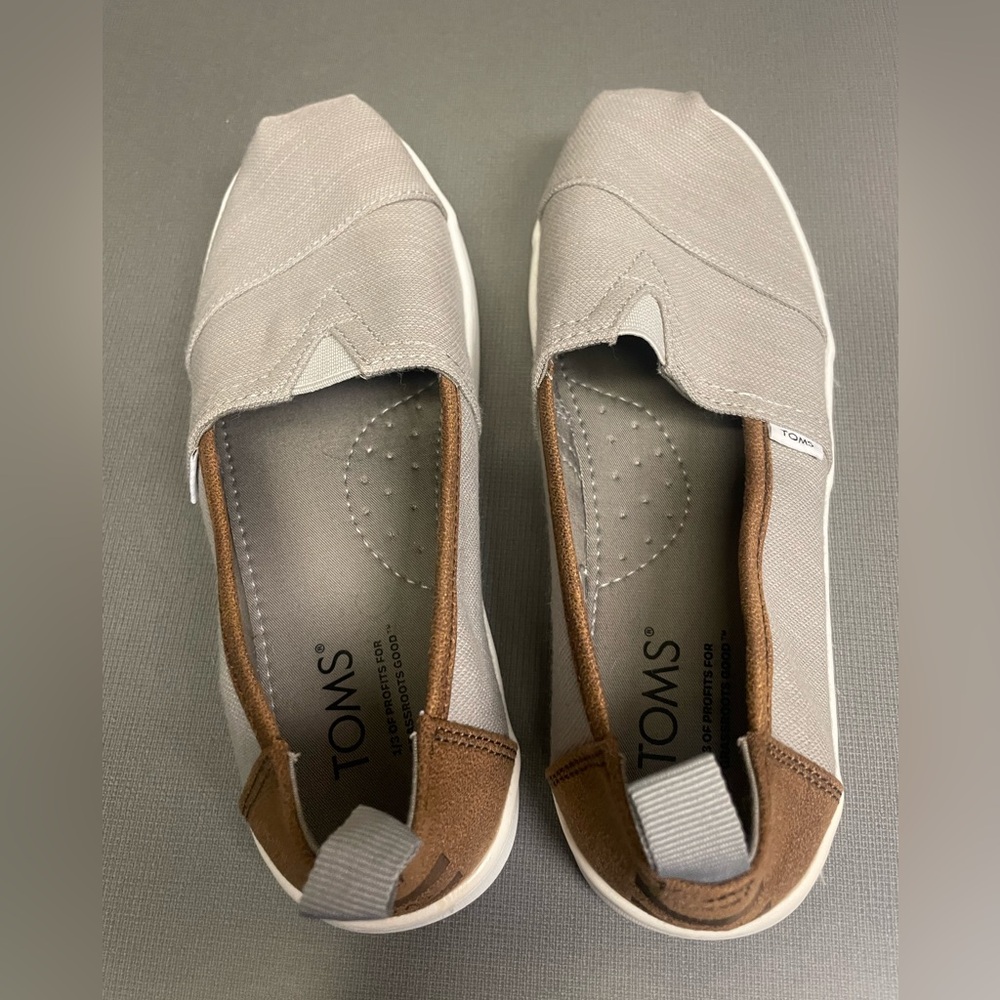 TOMS Taupe and Chestnut Casual Slip-Ons